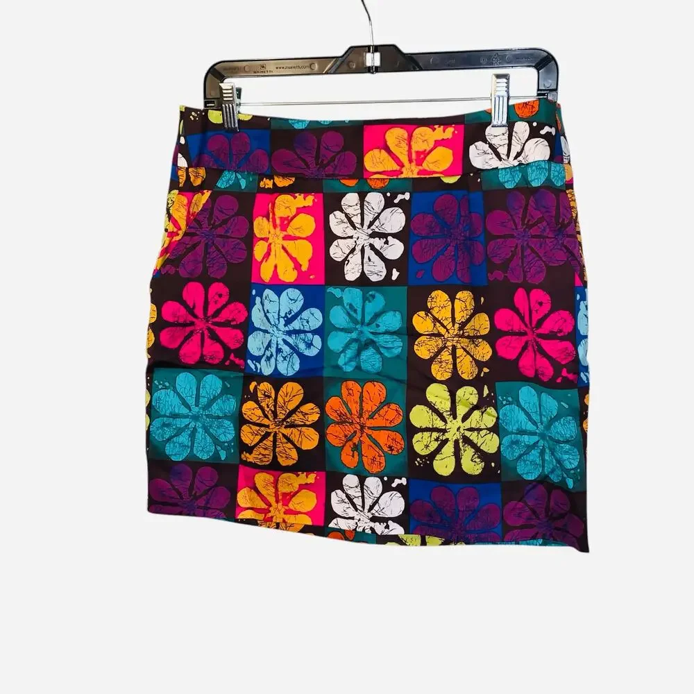 Trina Turk Mini Skirt Retro Floral Boho Patchwork Flower Power, Size 8 - Picture 4 of 7